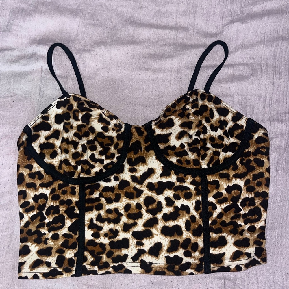 SHEIN Brown and Black Bustier Camisole Top